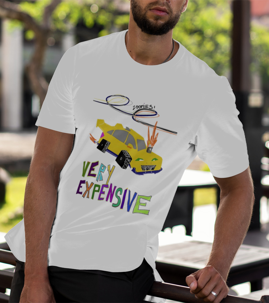 Zoomies Funky Automotive Very Expensive Car Flames Colorful T-Shirt