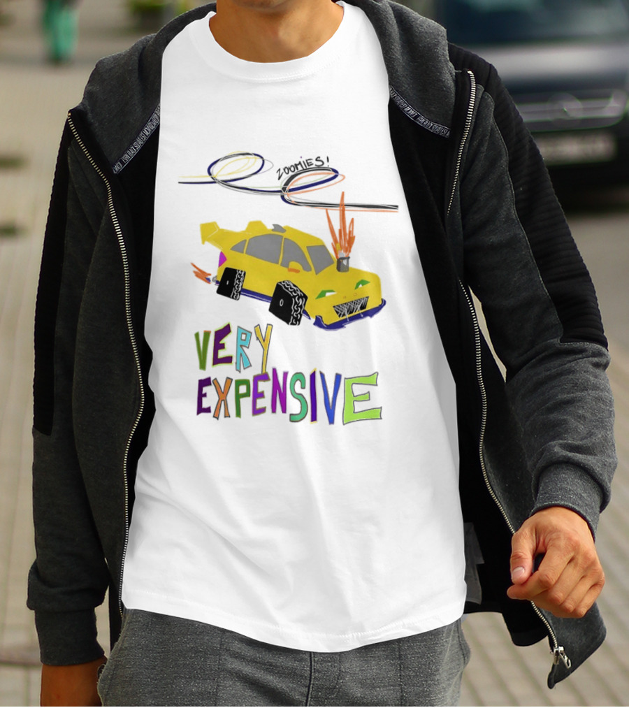 Zoomies Funky Automotive Very Expensive Car Flames Colorful T-Shirt