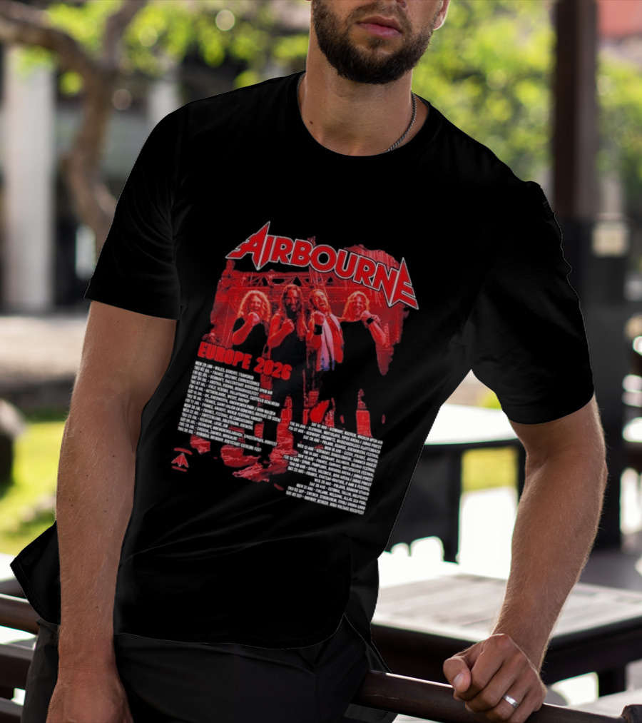 Airbourne Get Gutsy Europe 2026 Tour Dates And Cities T-Shirt
