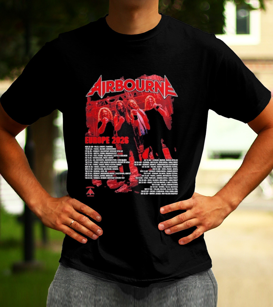 Airbourne Get Gutsy Europe 2026 Tour Dates And Cities T-Shirt