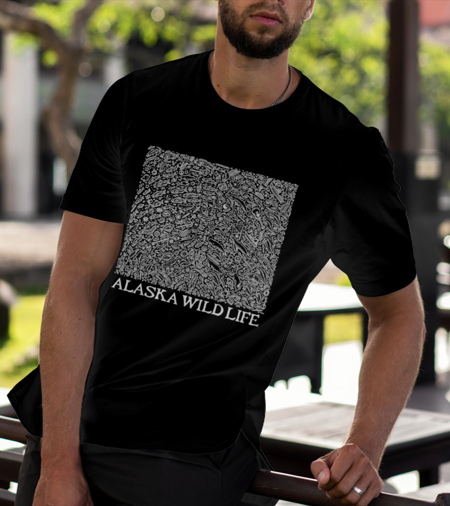Alaska Wildlife Fish And Marine Life Doodles T-Shirt