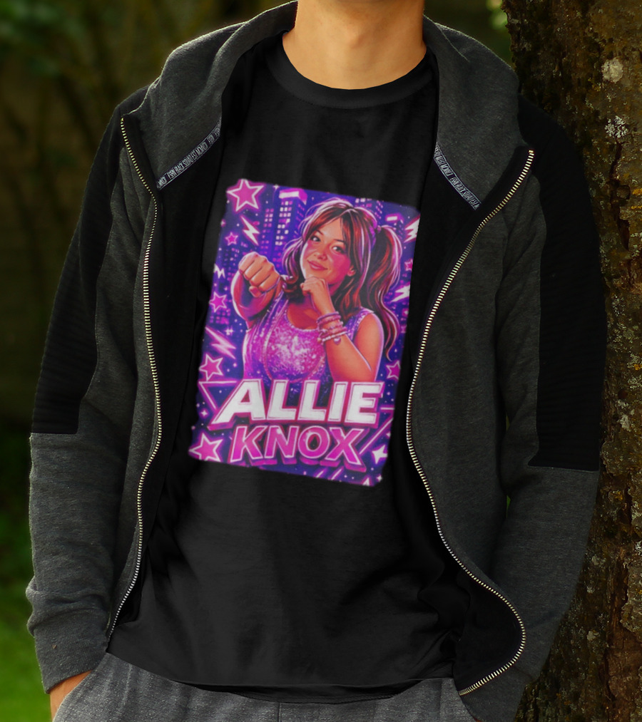 Allie Knox Retro Neon City Lights Style With Stars T-Shirt