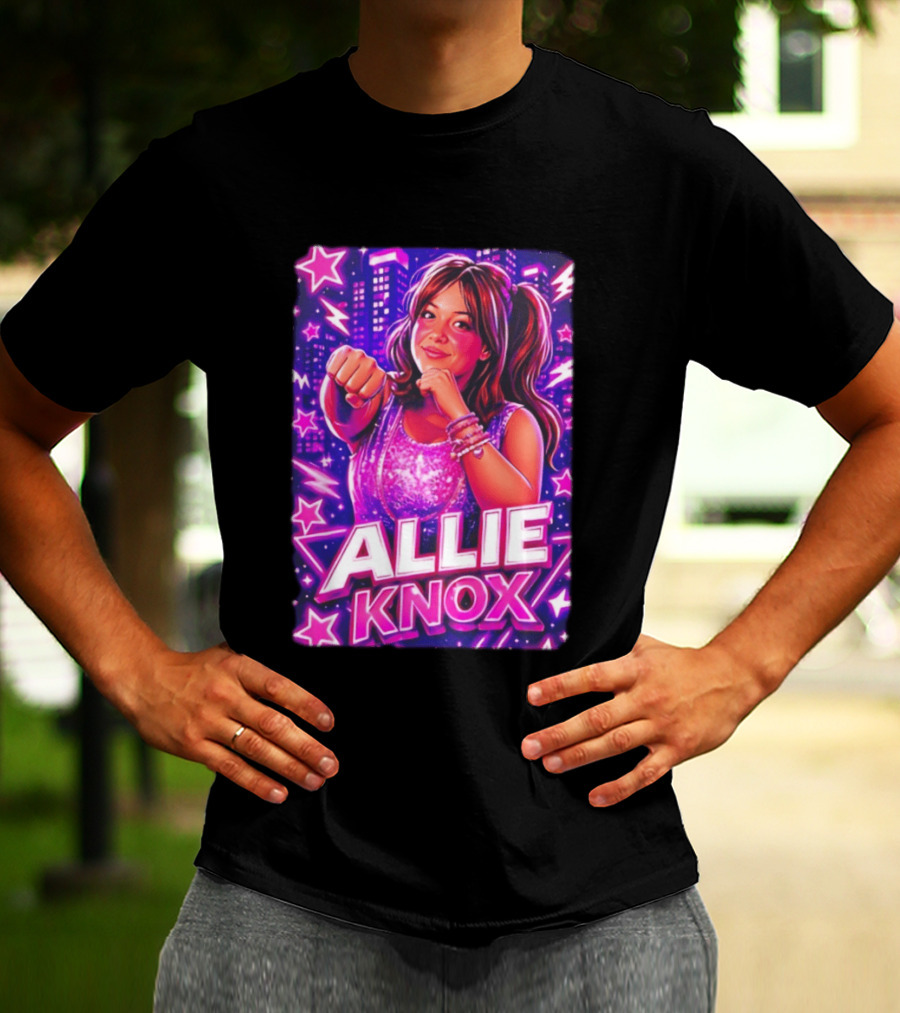 Allie Knox Retro Neon City Lights Style With Stars T-Shirt