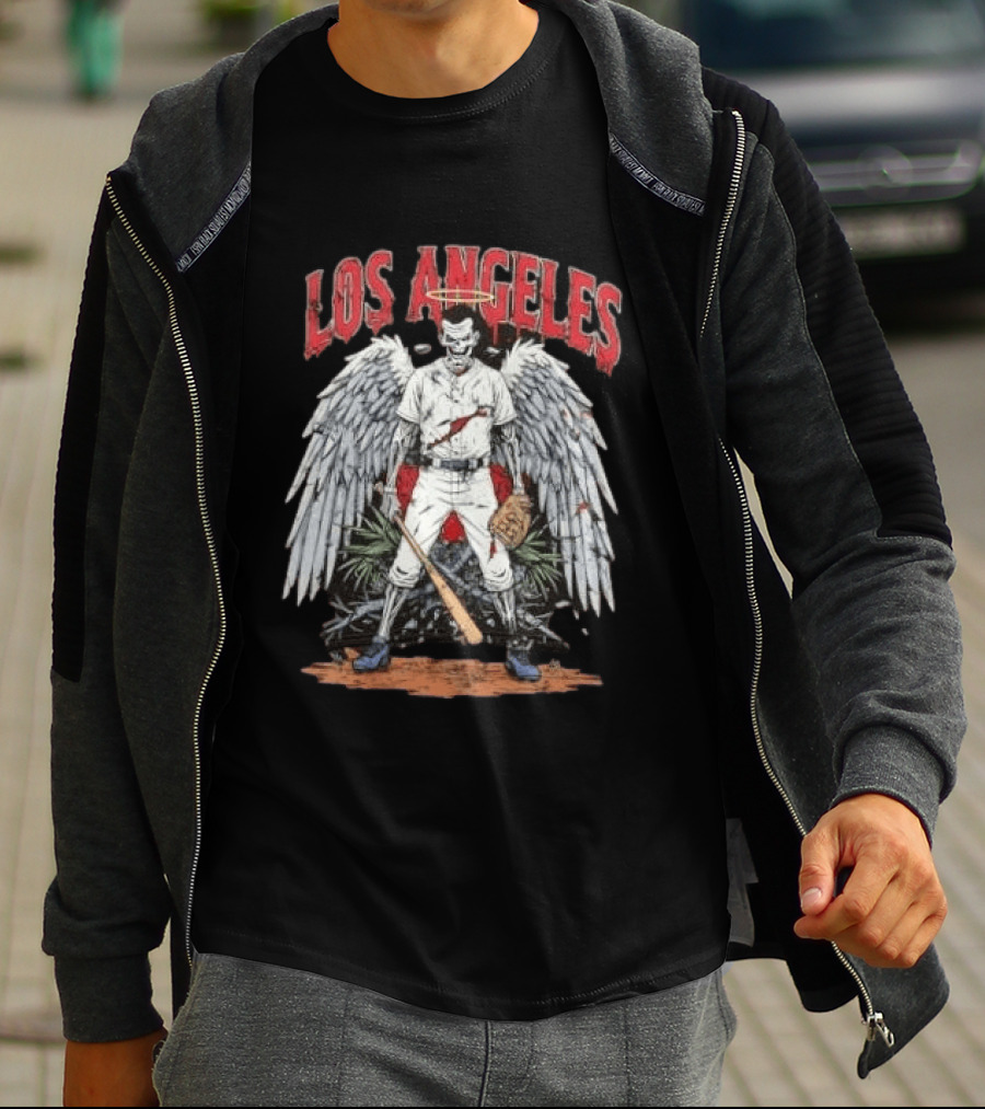 LOS ANGELES Angelic Baseball Player With Wings And Halo T-Shirt