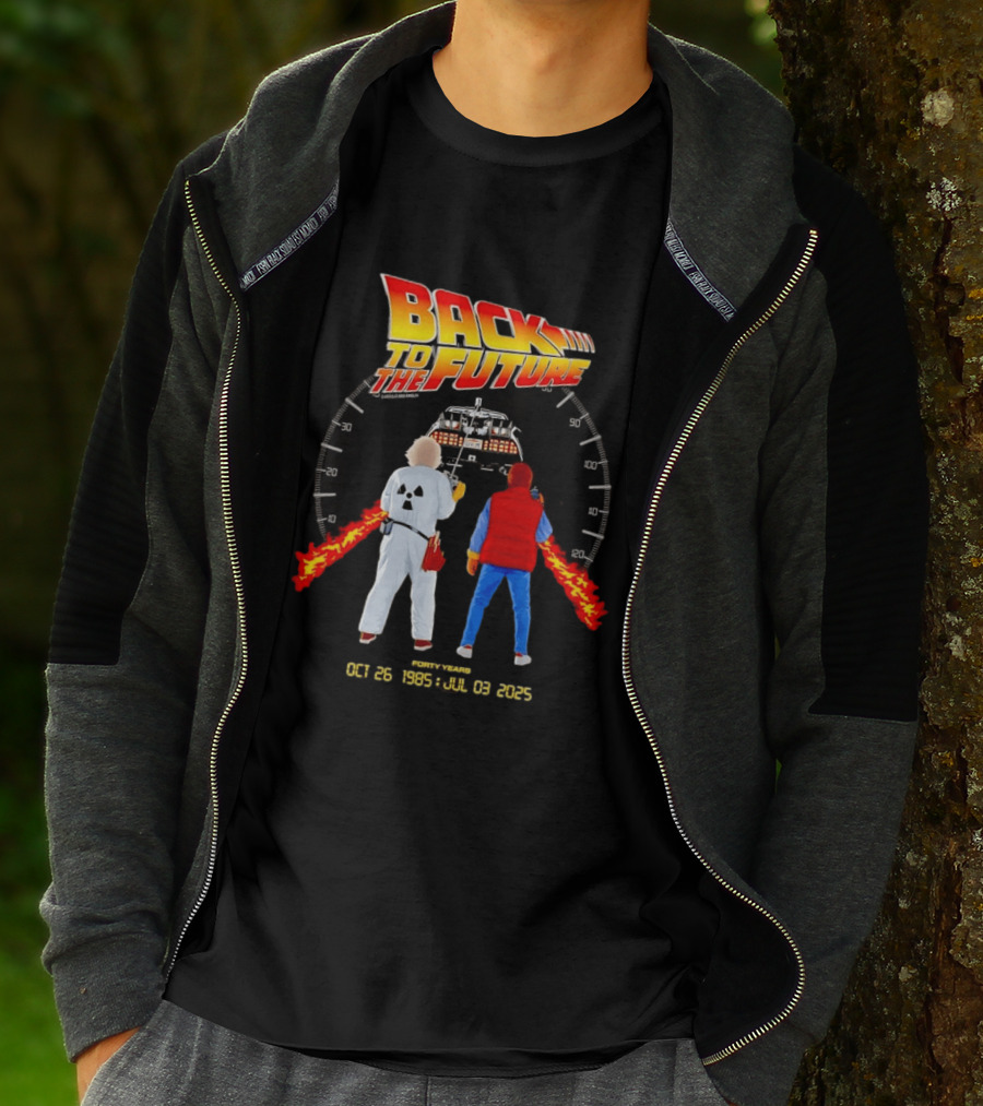 Back To The Future Forty Years Oct 26 1985 Jul 03 2025 Movie Anniversary T-Shirt