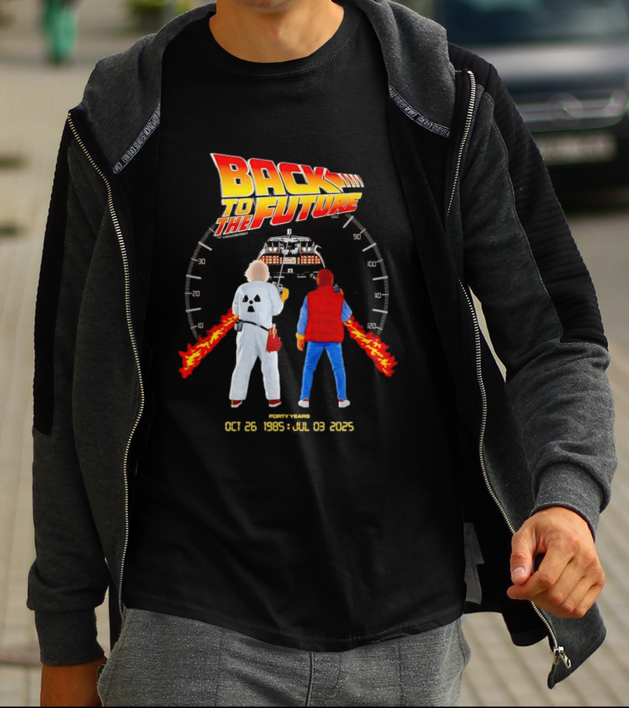 Back To The Future Forty Years Oct 26 1985 Jul 03 2025 Movie Anniversary T-Shirt