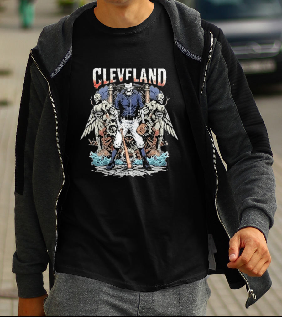 Cleveland Guardians Of The Diamond Baseball Skeleton With Wings T-Shirt