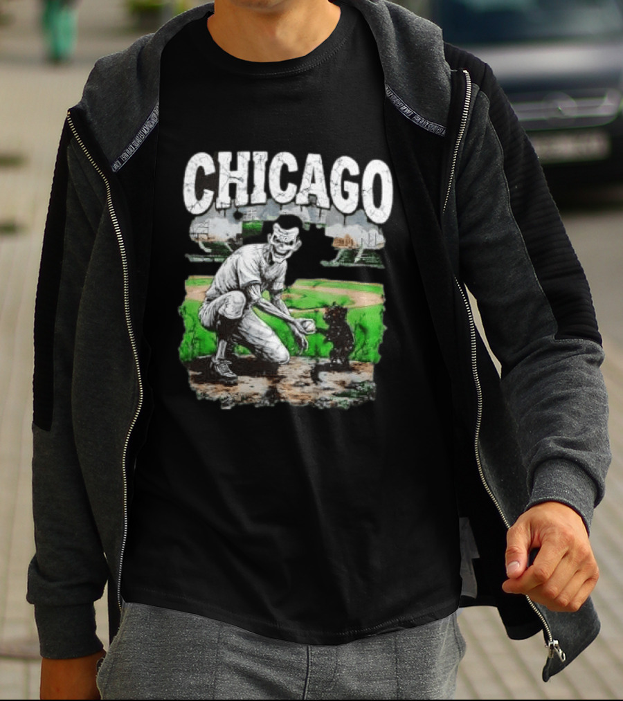 Chicago Undead Baseball Player With Cub On Field T-Shirt