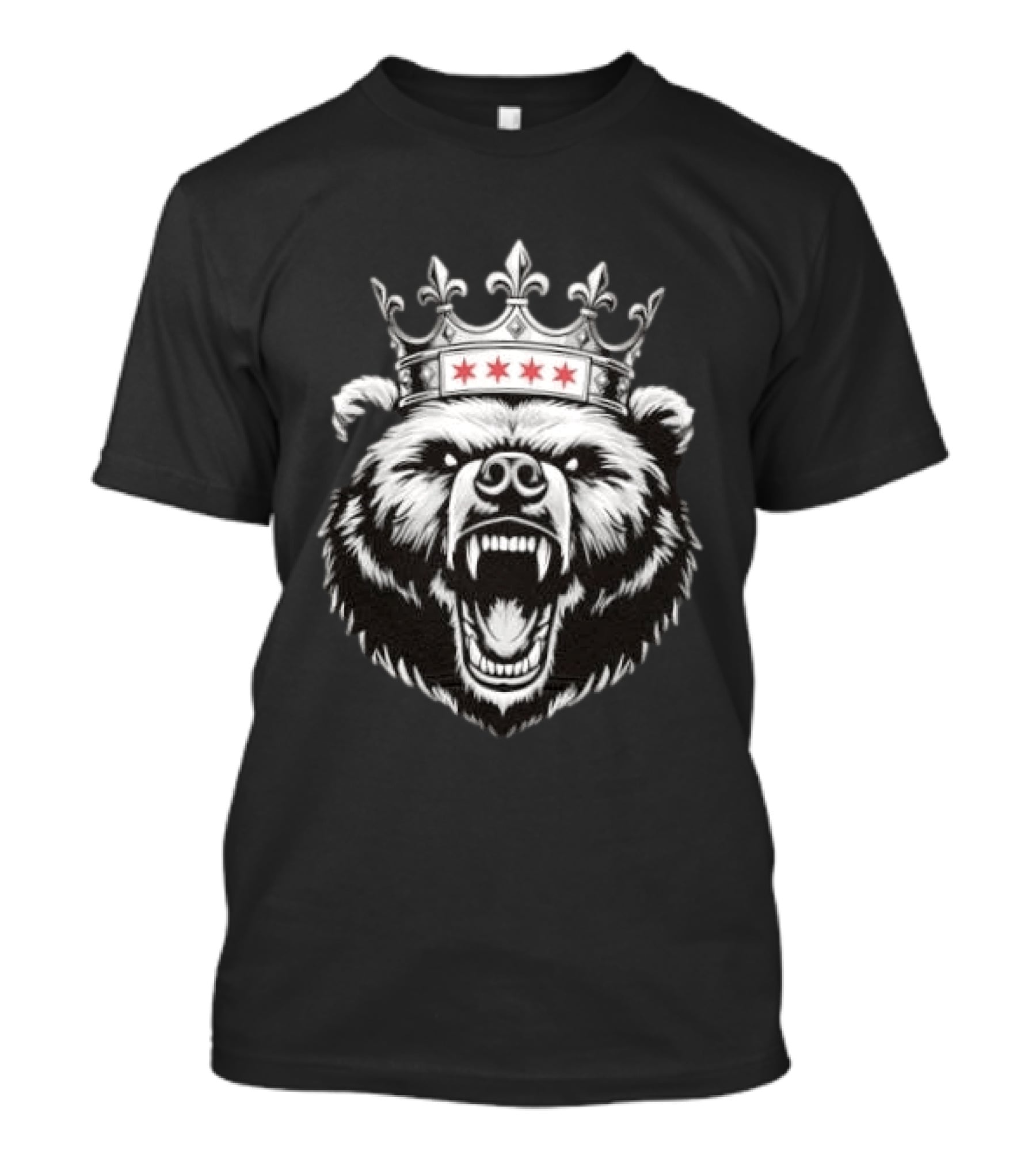 Chicago Bear Crown Four Stars Fleur De Lis T-Shirt