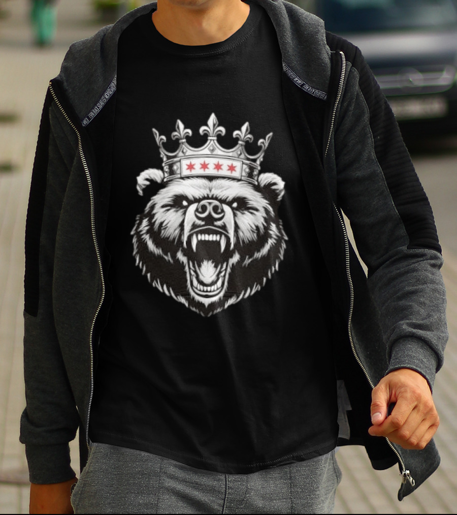 Chicago Bear Crown Four Stars Fleur De Lis T-Shirt