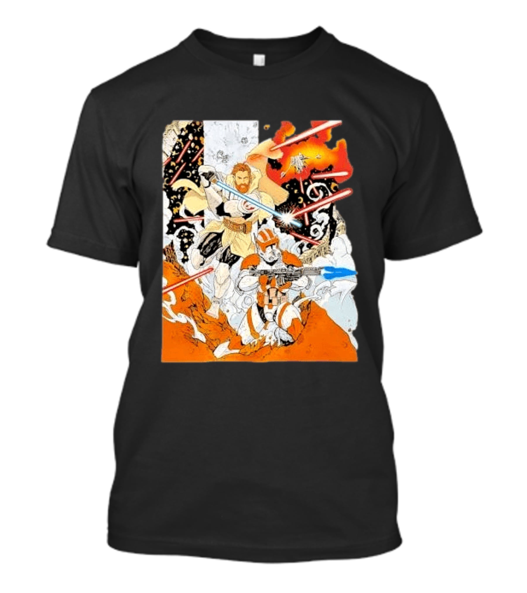 Obi Wan Kenobi Commander Cody Battlefront Action Scene Star Wars T-Shirt