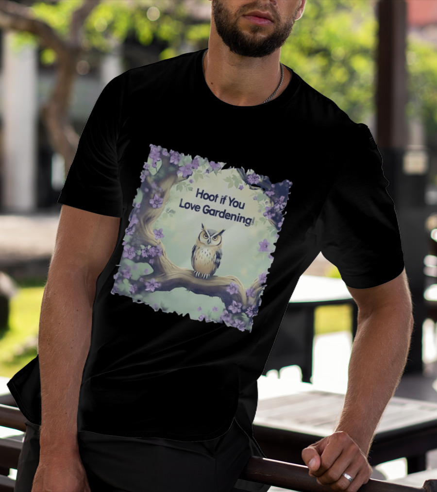 Hoot If You Love Gardening Owl In Blossom Tree T-Shirt