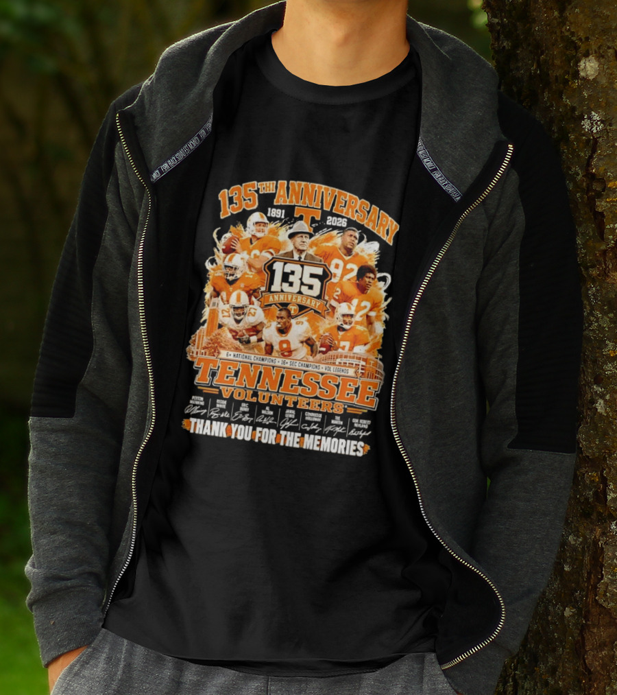 135th Anniversary Tennessee Volunteers Vol Legends Peyton Manning Reggie White National SEC Champions 1891 2026 Thank You For The Memories T-Shirt