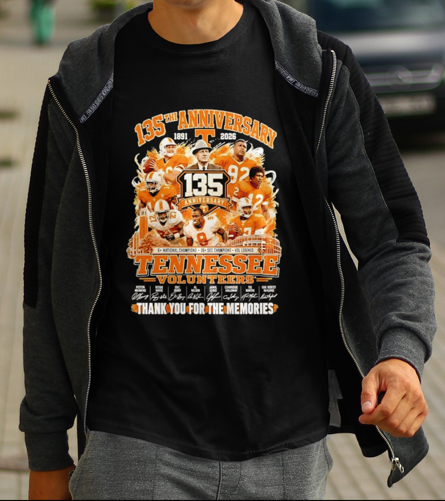 135th Anniversary Tennessee Volunteers Vol Legends Peyton Manning Reggie White National SEC Champions 1891 2026 Thank You For The Memories T-Shirt
