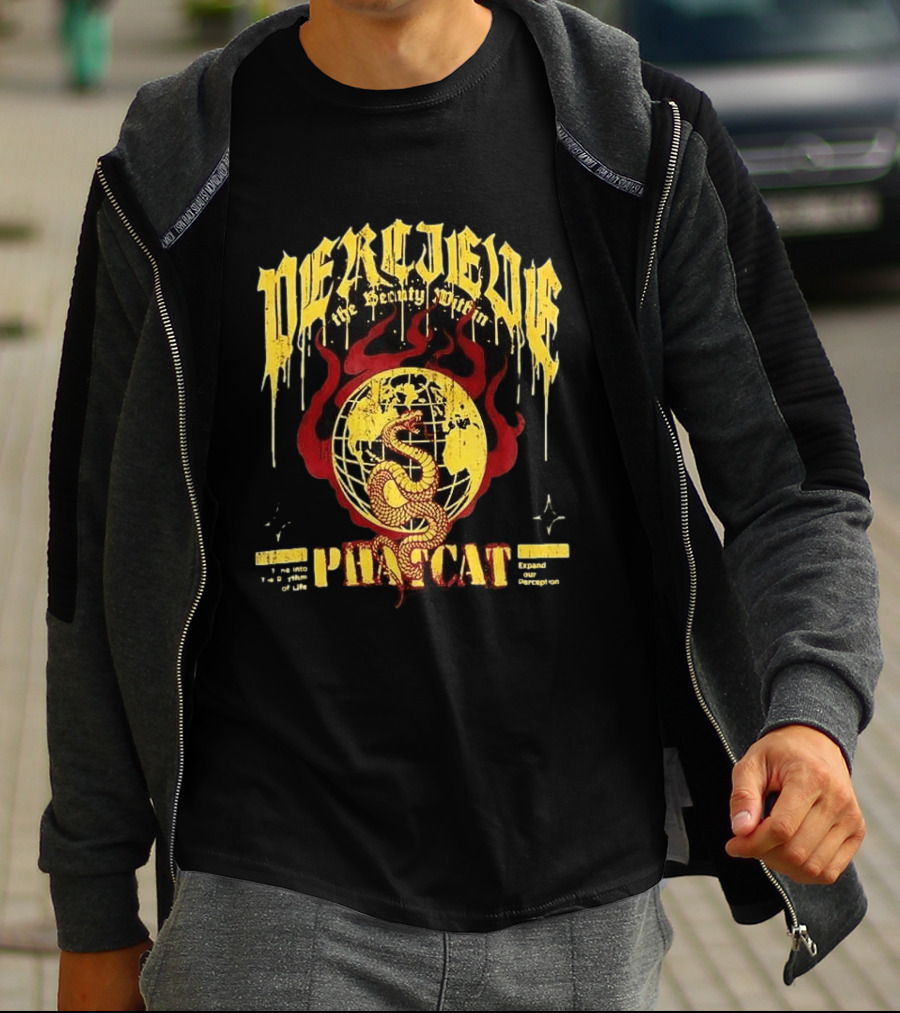 Phatcat Perceive The Reality Within Born To Be Free Snake Sphere Of Deception T-Shirt