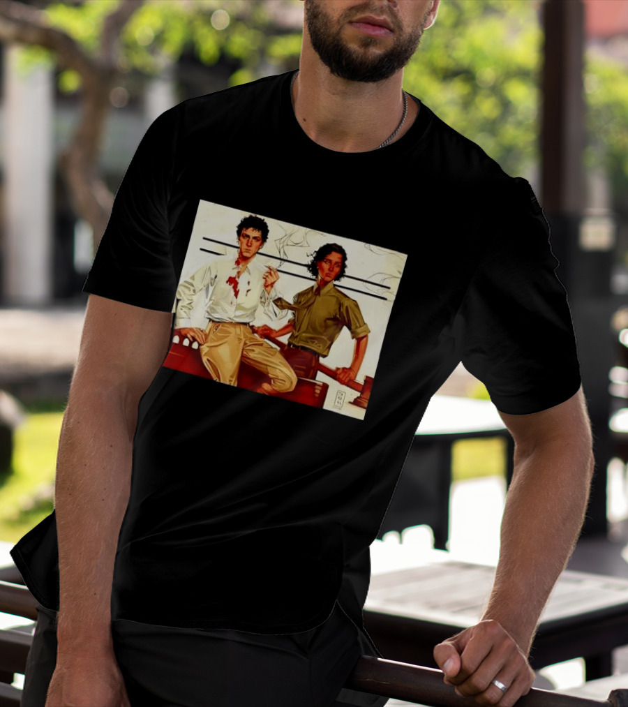 JAPH Two Men Smoking With Bloodstain T-Shirt