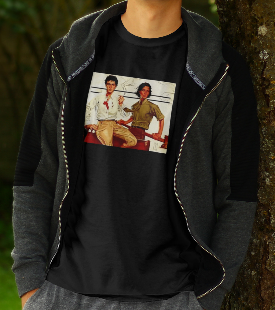 JAPH Two Men Smoking With Bloodstain T-Shirt