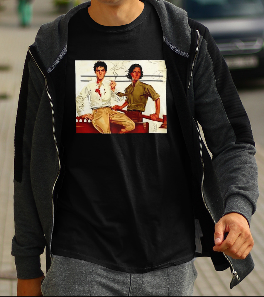 JAPH Two Men Smoking With Bloodstain T-Shirt