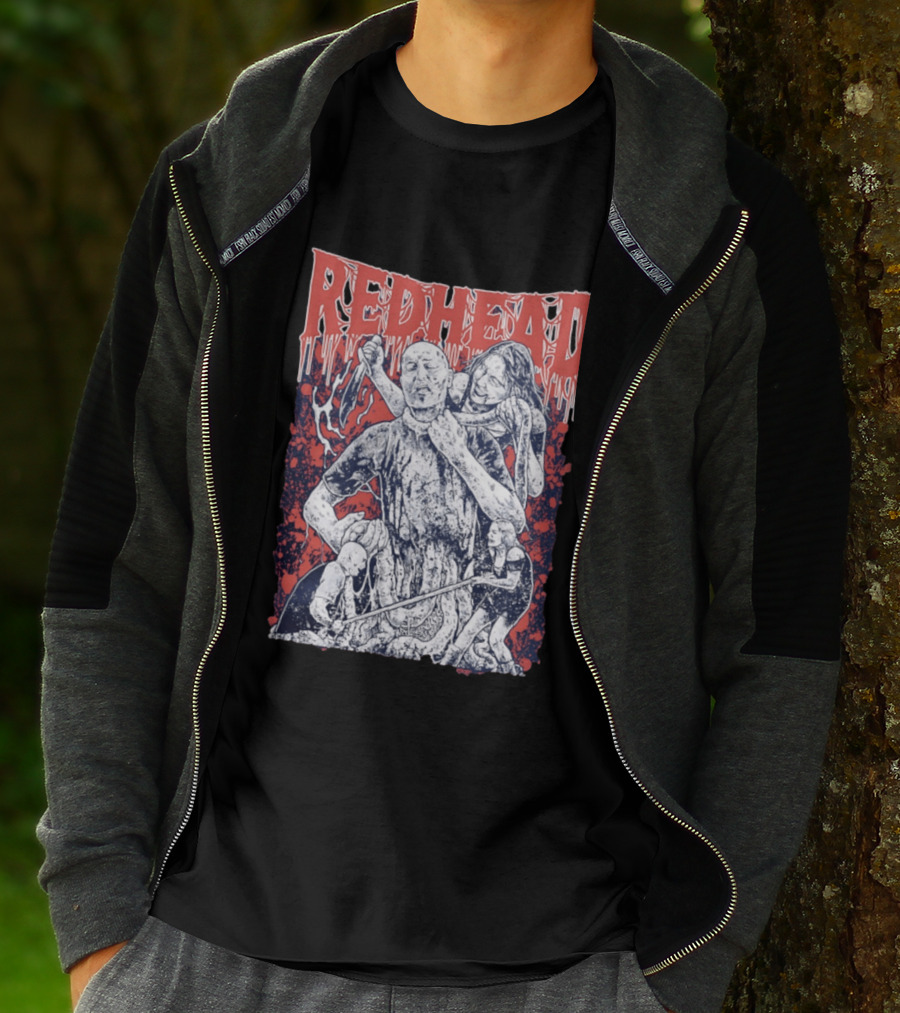 Red Head Horror Gruesome Comic Style Bloodied Figures T-Shirt