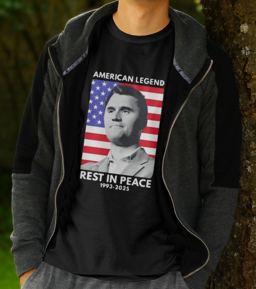 American Legend Rest In Peace Charlie Kirk 1993 2025 USA Flag T-Shirt