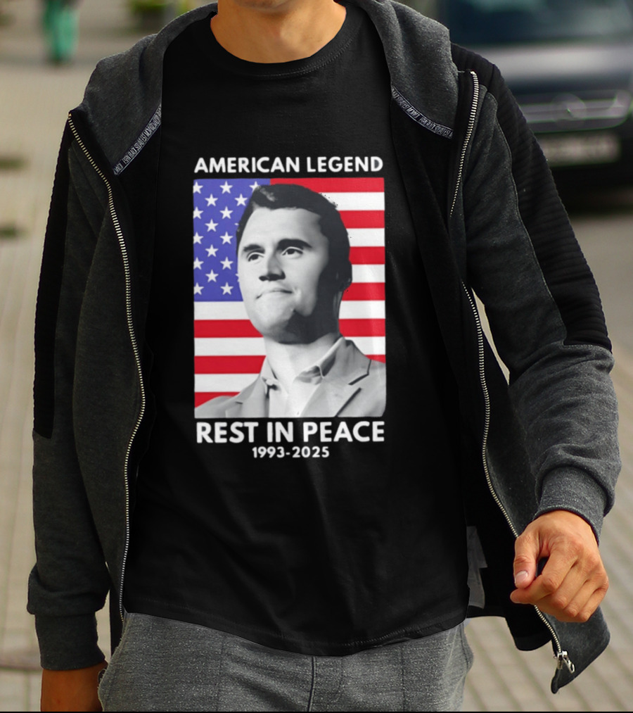 American Legend Rest In Peace Charlie Kirk 1993 2025 USA Flag T-Shirt