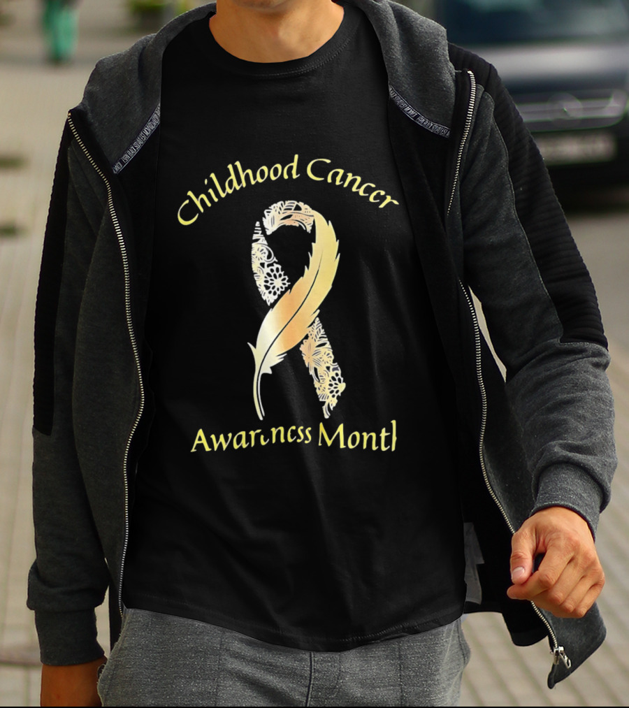 Childhood Cancer Awareness Month Gold Floral Ribbon T-Shirt
