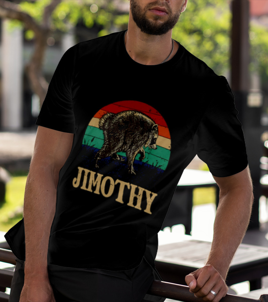 Jimothy Raccoon Retro Stripes Ballard Seattle T-Shirt