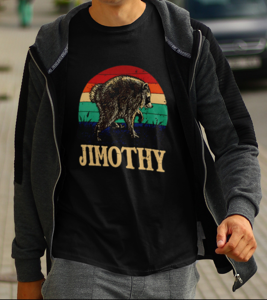Jimothy Raccoon Retro Stripes Ballard Seattle T-Shirt