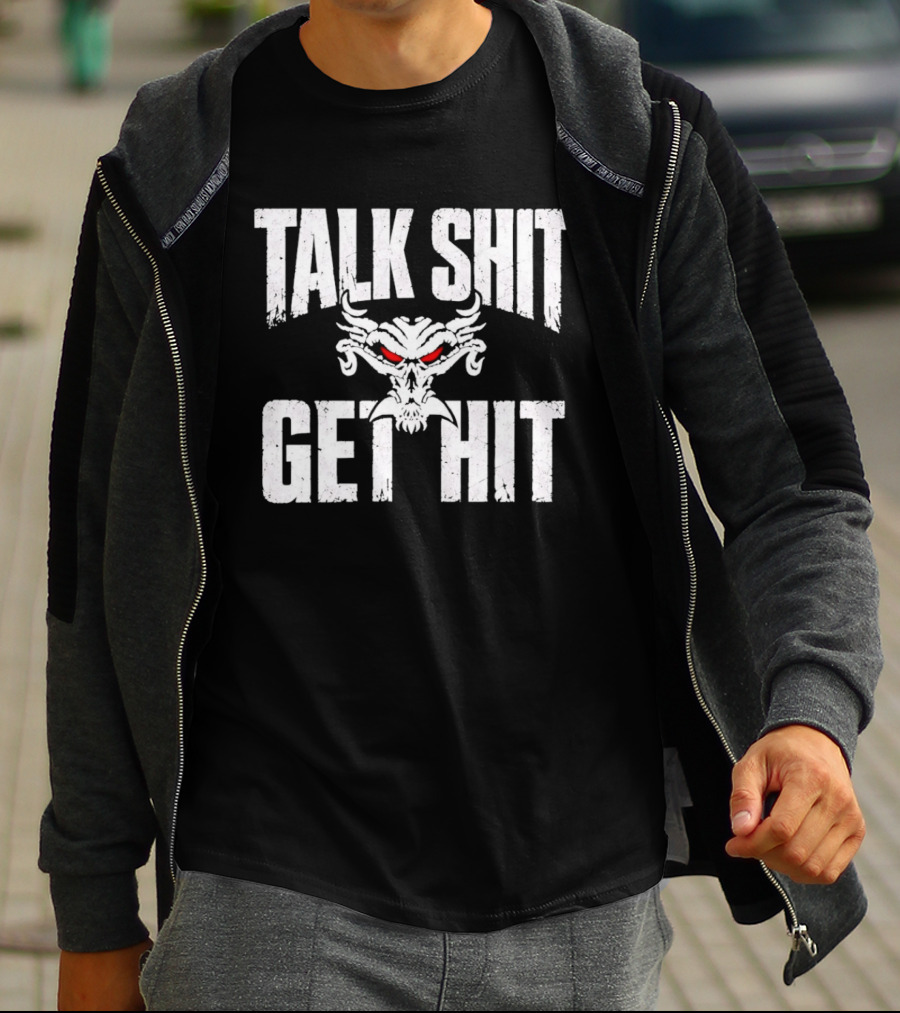 Talk Shit Get Hit Pro Wrestling Red Eyed Skull T-Shirt