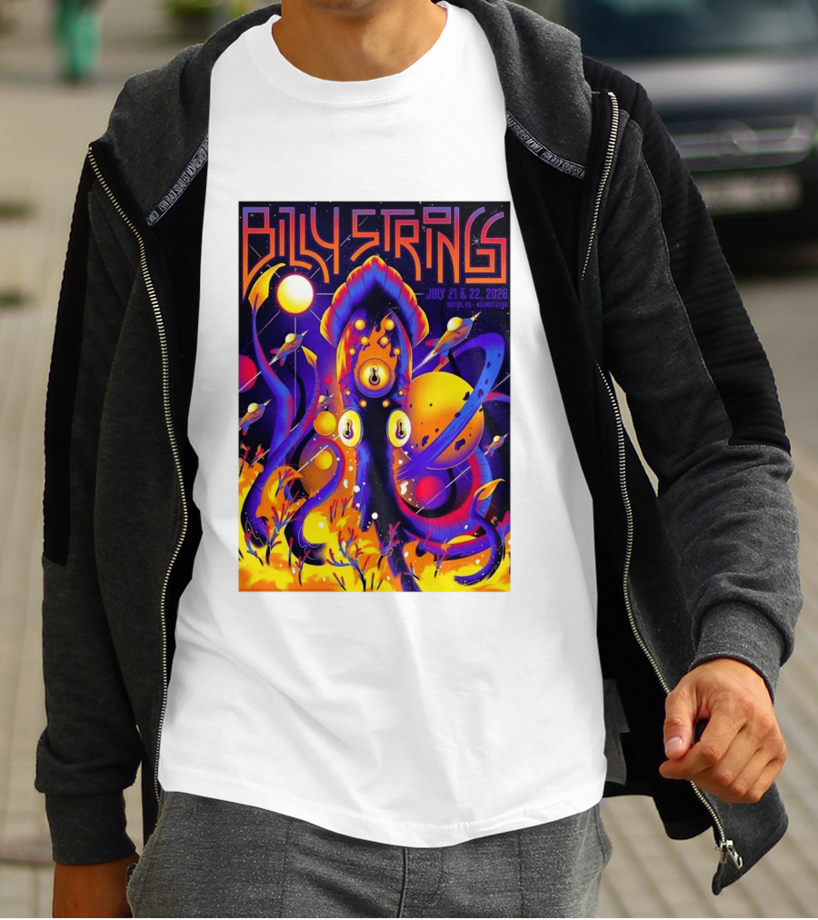 Billy Strings Boston MA July 21 22 2026 Live Agganis Arena Event Psychedelic Cosmic Squid T-Shirt