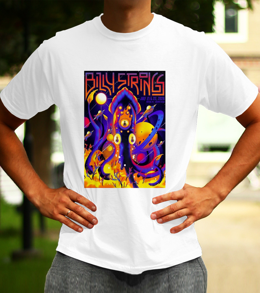 Billy Strings Boston MA July 21 22 2026 Live Agganis Arena Event Psychedelic Cosmic Squid T-Shirt
