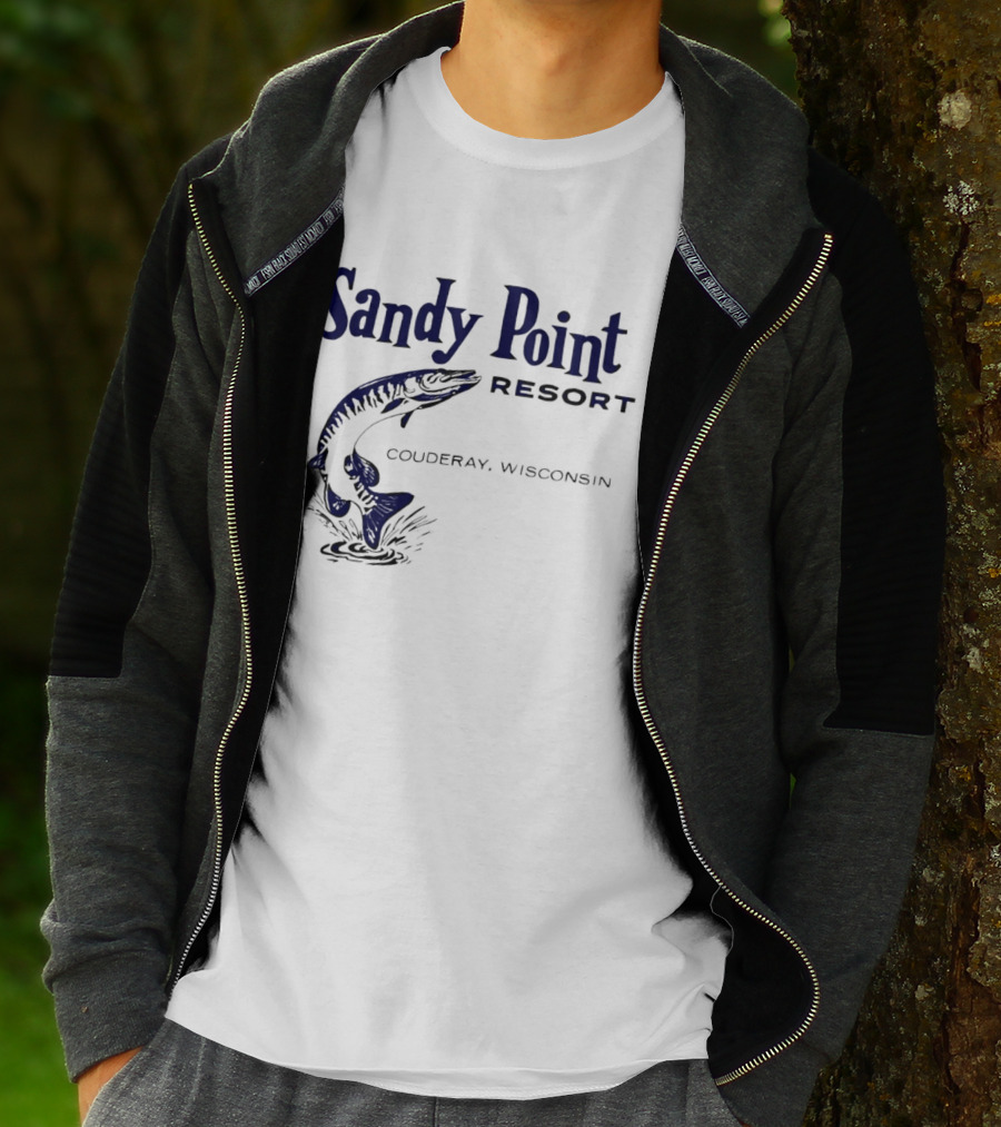 Sandy Point Resort Couderay Wisconsin Jumping Fish T-Shirt