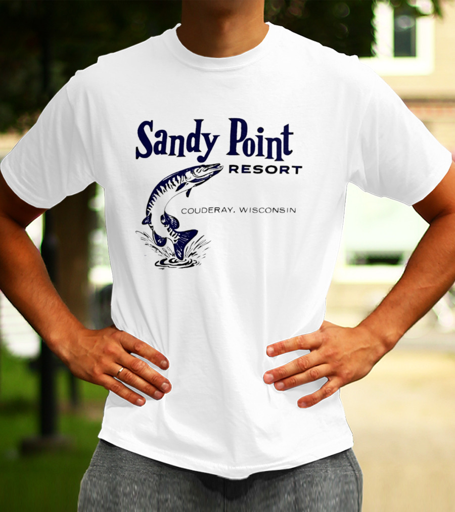 Sandy Point Resort Couderay Wisconsin Jumping Fish T-Shirt