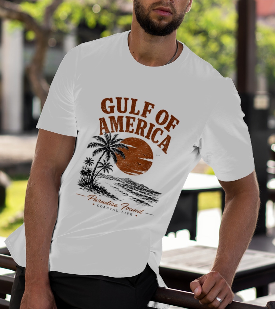Gulf Of America Paradise Found Coastal Life Palm Sunset T-Shirt