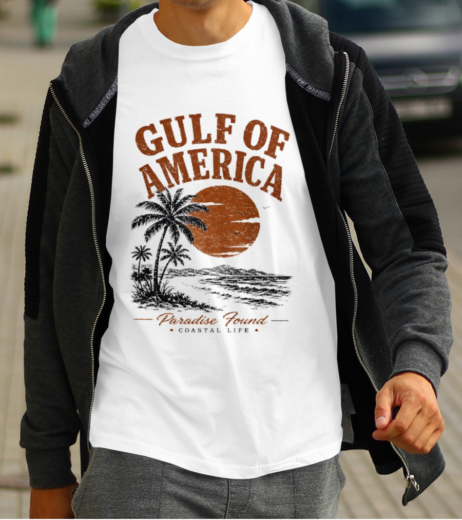Gulf Of America Paradise Found Coastal Life Palm Sunset T-Shirt