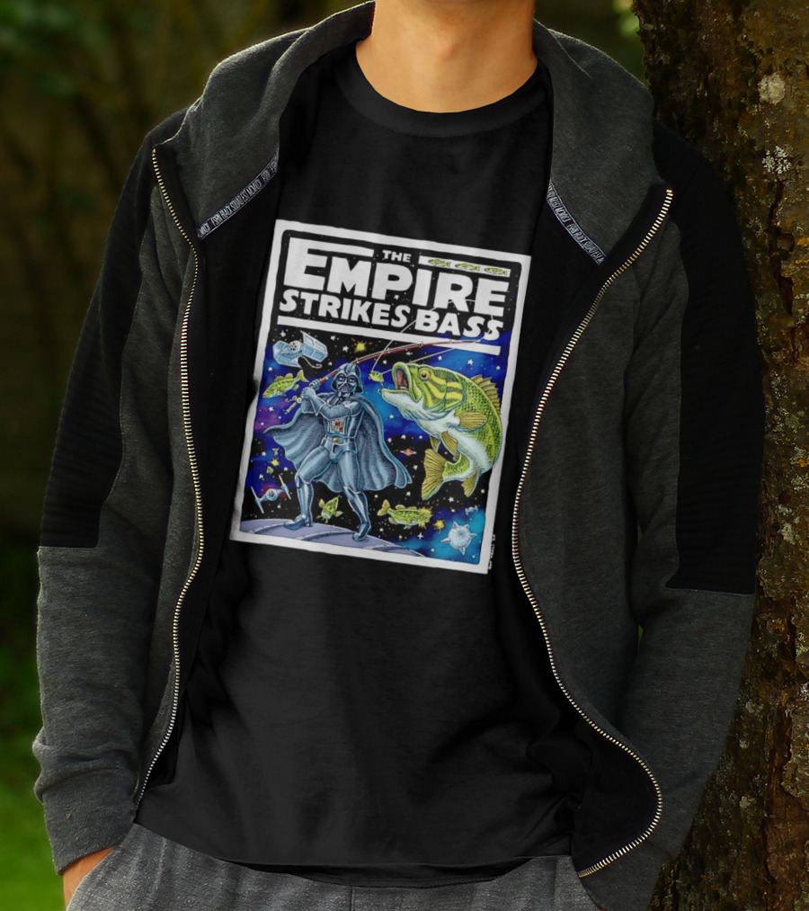 The Empire Strikes Bass Darth Vader Fishing Space Adventure T-Shirt