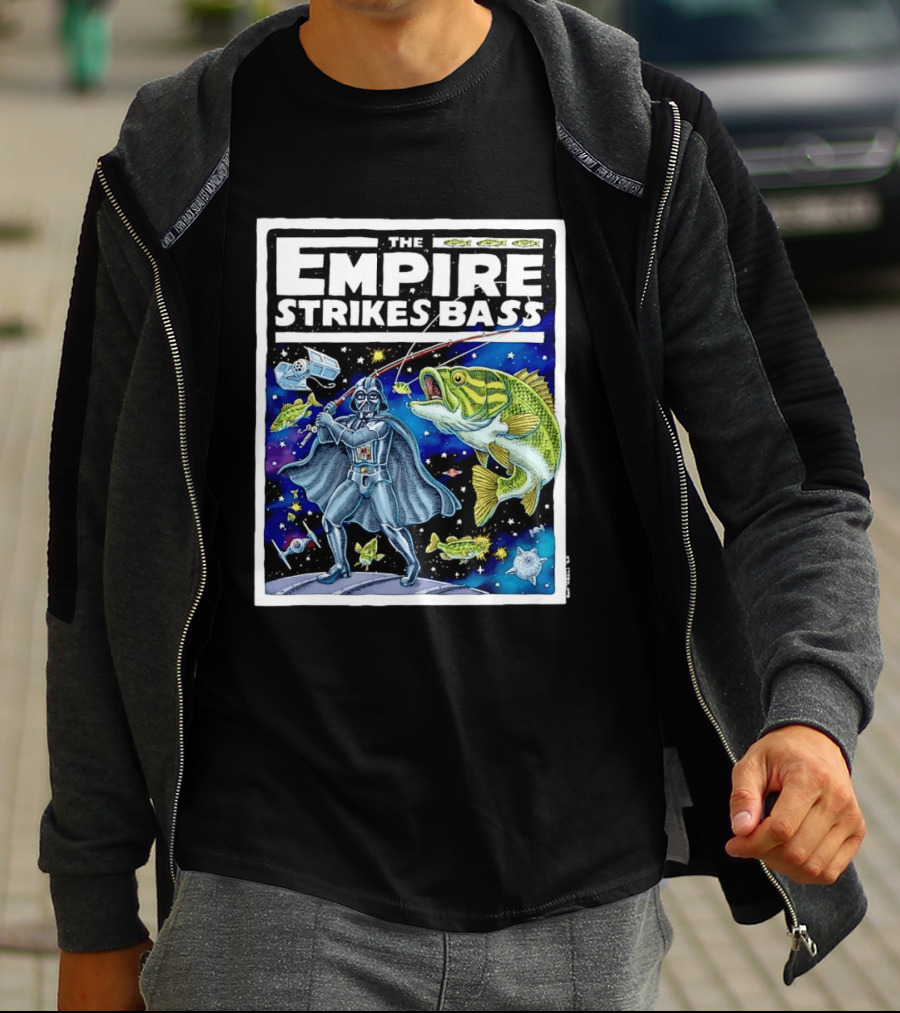 The Empire Strikes Bass Darth Vader Fishing Space Adventure T-Shirt