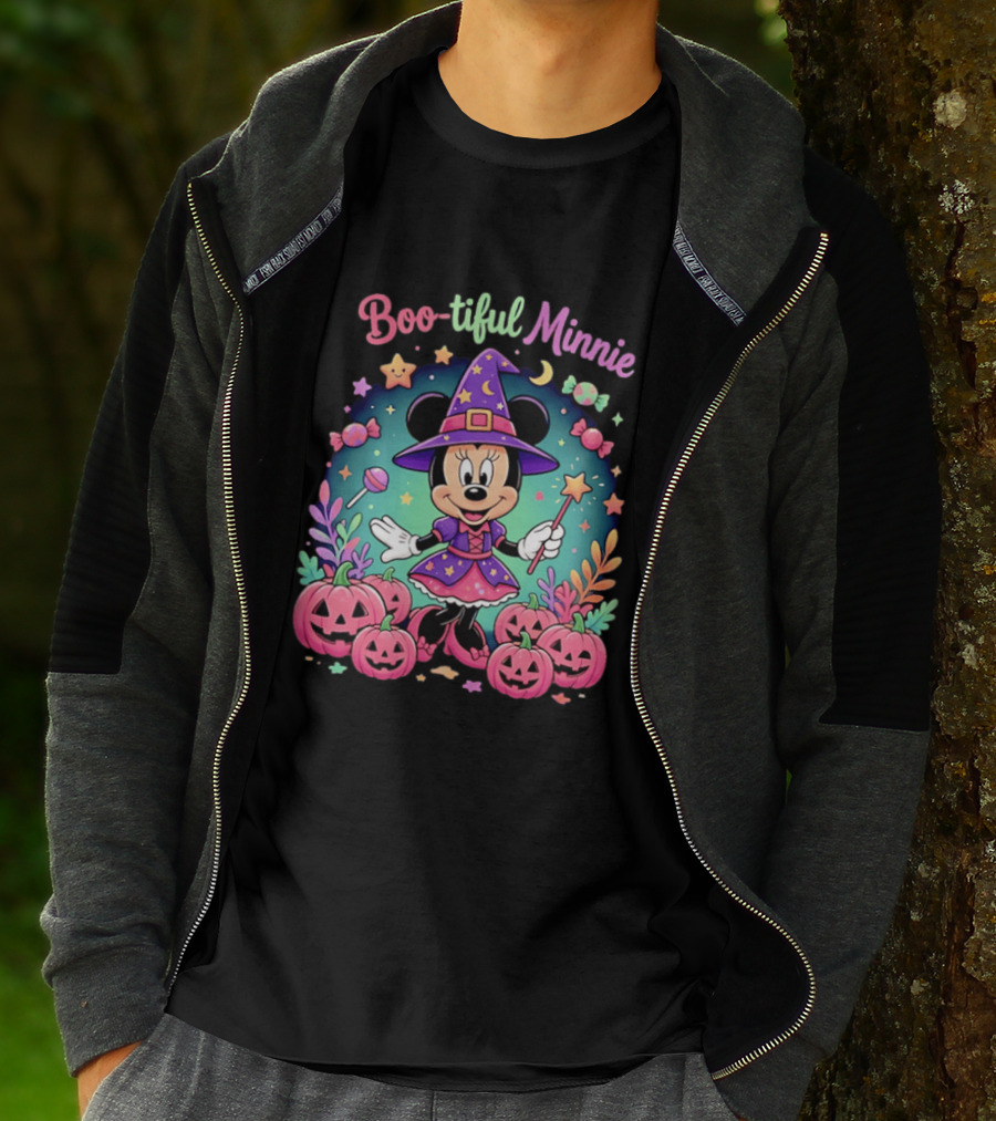Boo Tiful Minnie Halloween Pumpkin Witch Disney Magic T-Shirt
