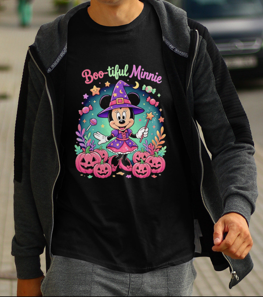 Boo Tiful Minnie Halloween Pumpkin Witch Disney Magic T-Shirt