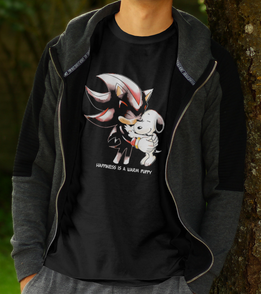 Happiness Is A Warm Puppy Shadow The Hedgehog Embrace T-Shirt