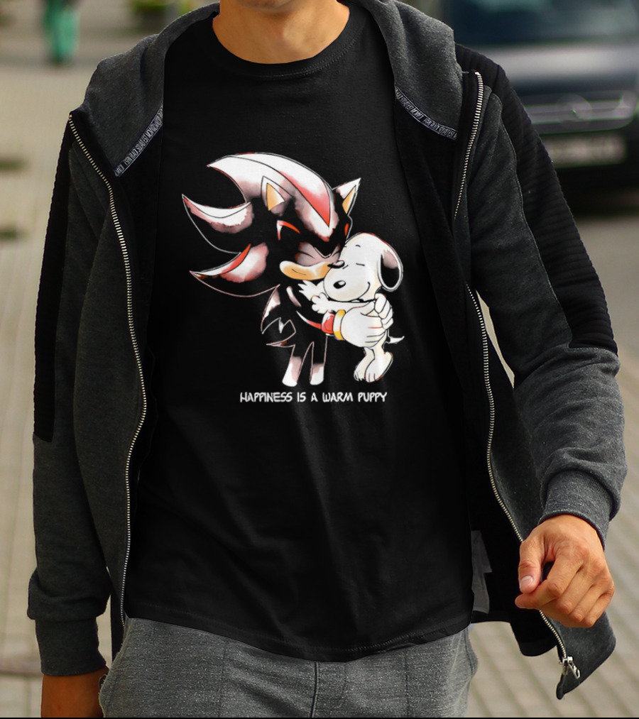 Happiness Is A Warm Puppy Shadow The Hedgehog Embrace T-Shirt