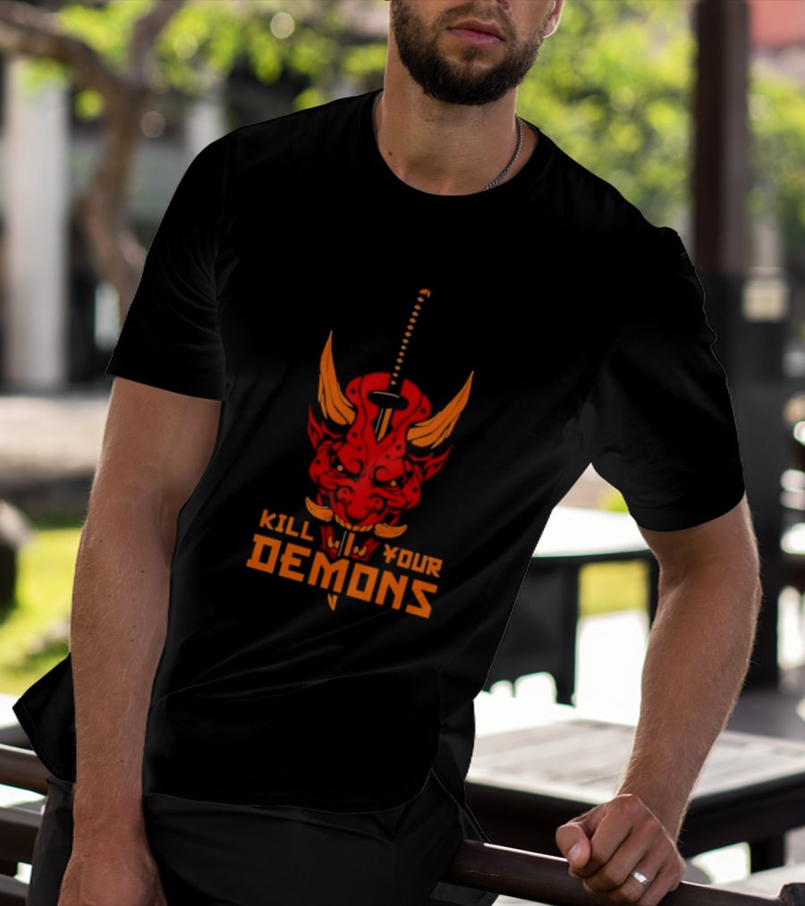 Kill Your Demons Oni Mask Samurai Sword T-Shirt