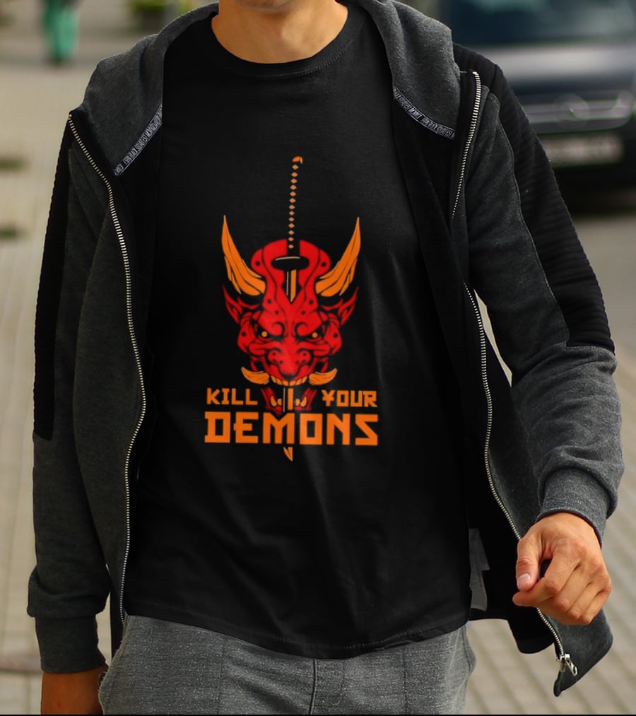 Kill Your Demons Oni Mask Samurai Sword T-Shirt
