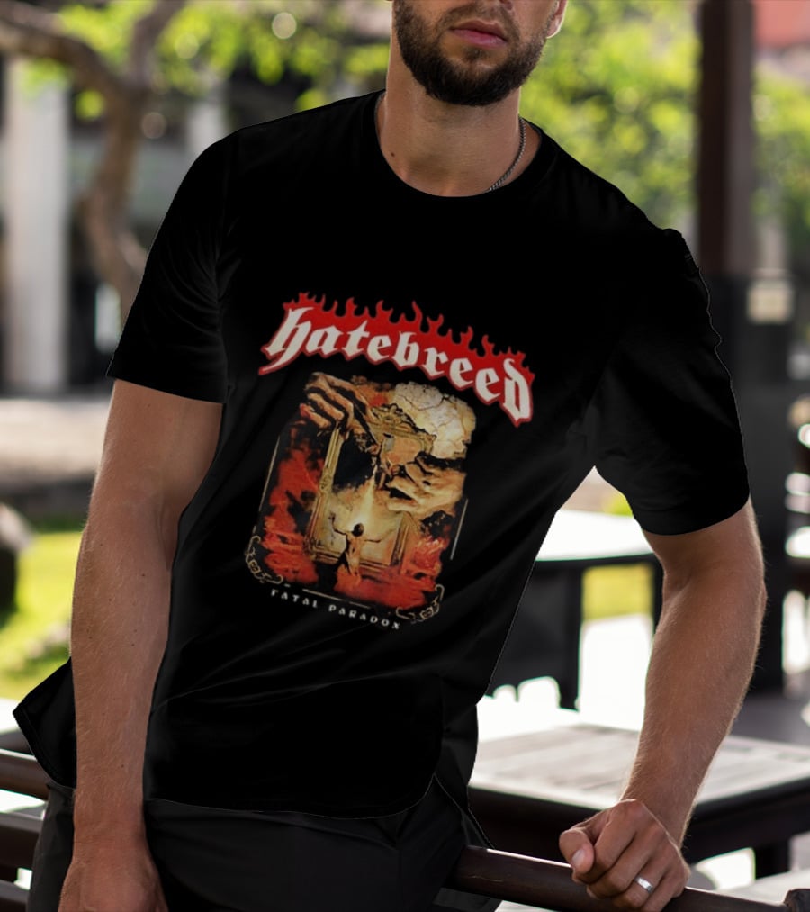 Hatebreed Fatal Paradox Fiery Artwork With Hands And Figure T-Shirt