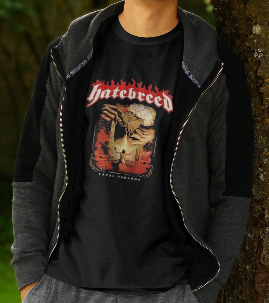 Hatebreed Fatal Paradox Fiery Artwork With Hands And Figure T-Shirt