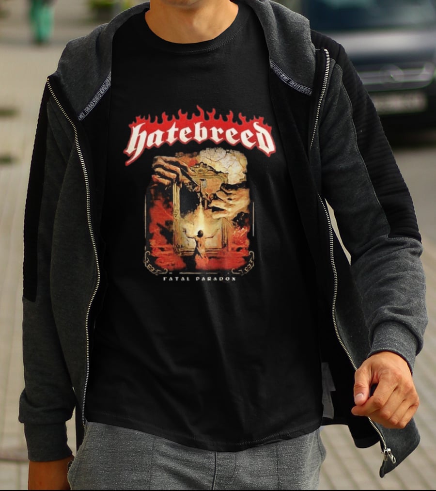 Hatebreed Fatal Paradox Fiery Artwork With Hands And Figure T-Shirt