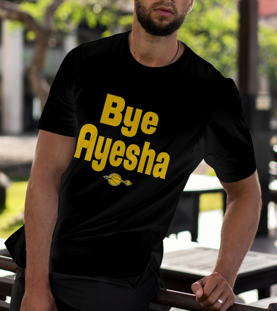 Bye Ayesha Basketball Team Yellow Text With Ball And Hoop T-Shirt