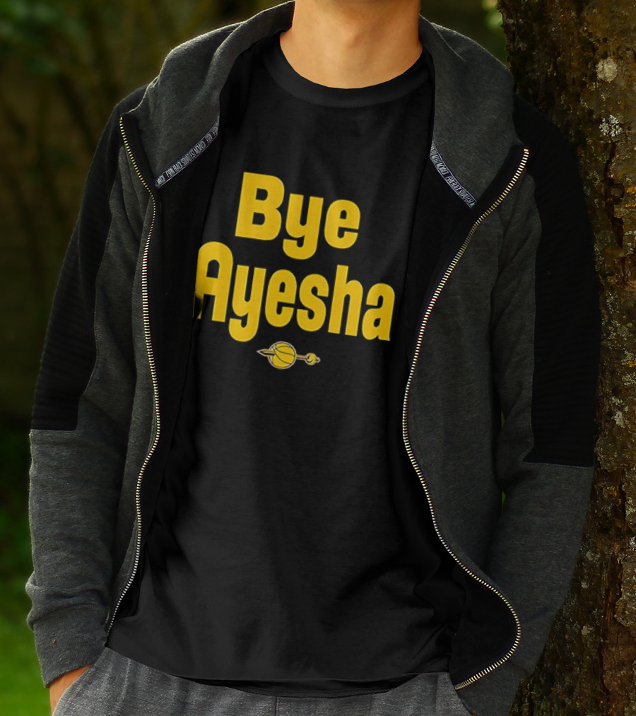 Bye Ayesha Basketball Team Yellow Text With Ball And Hoop T-Shirt