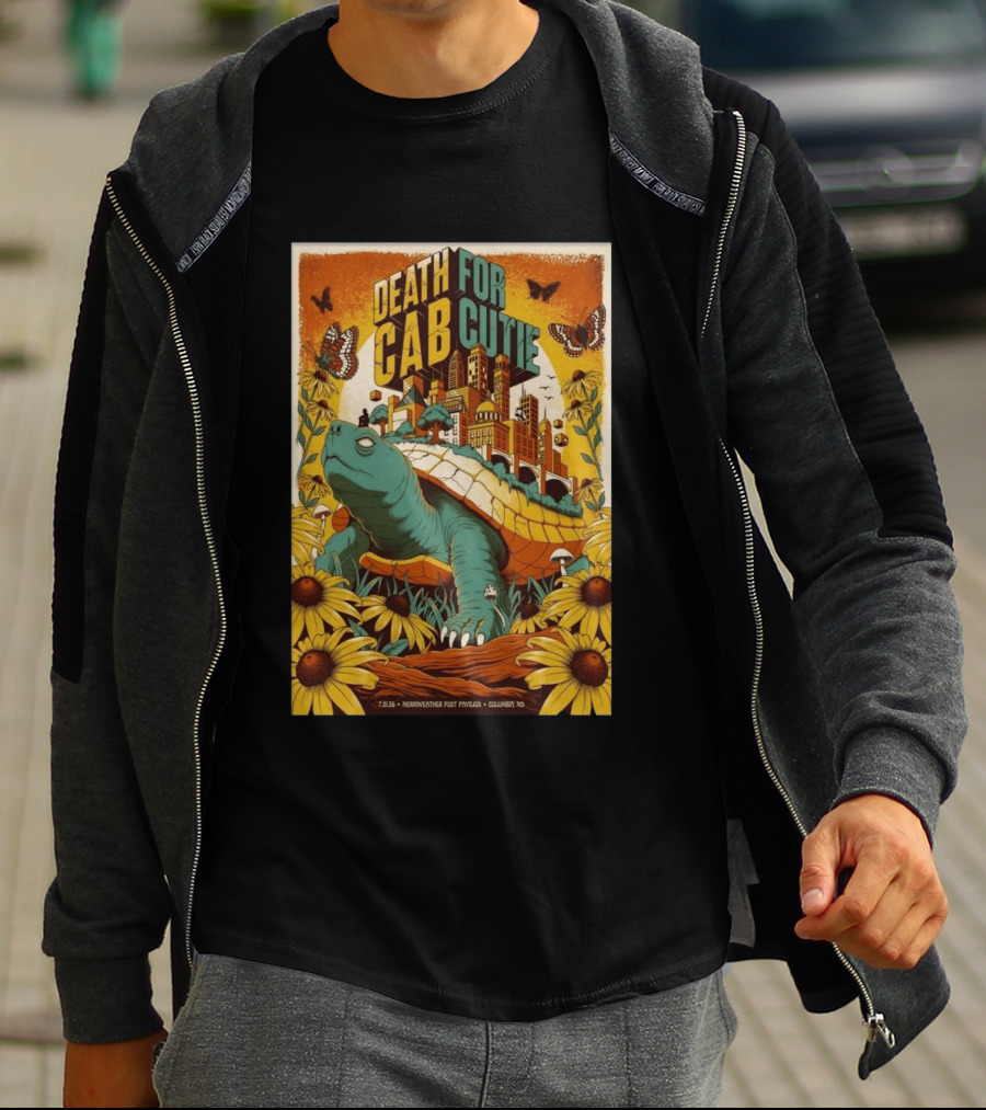 Death Cab For Cutie Merriweather Post Pavilion 7 21 2026 Columbia MD Art Butterflies Turtle Sunflowers T-Shirt
