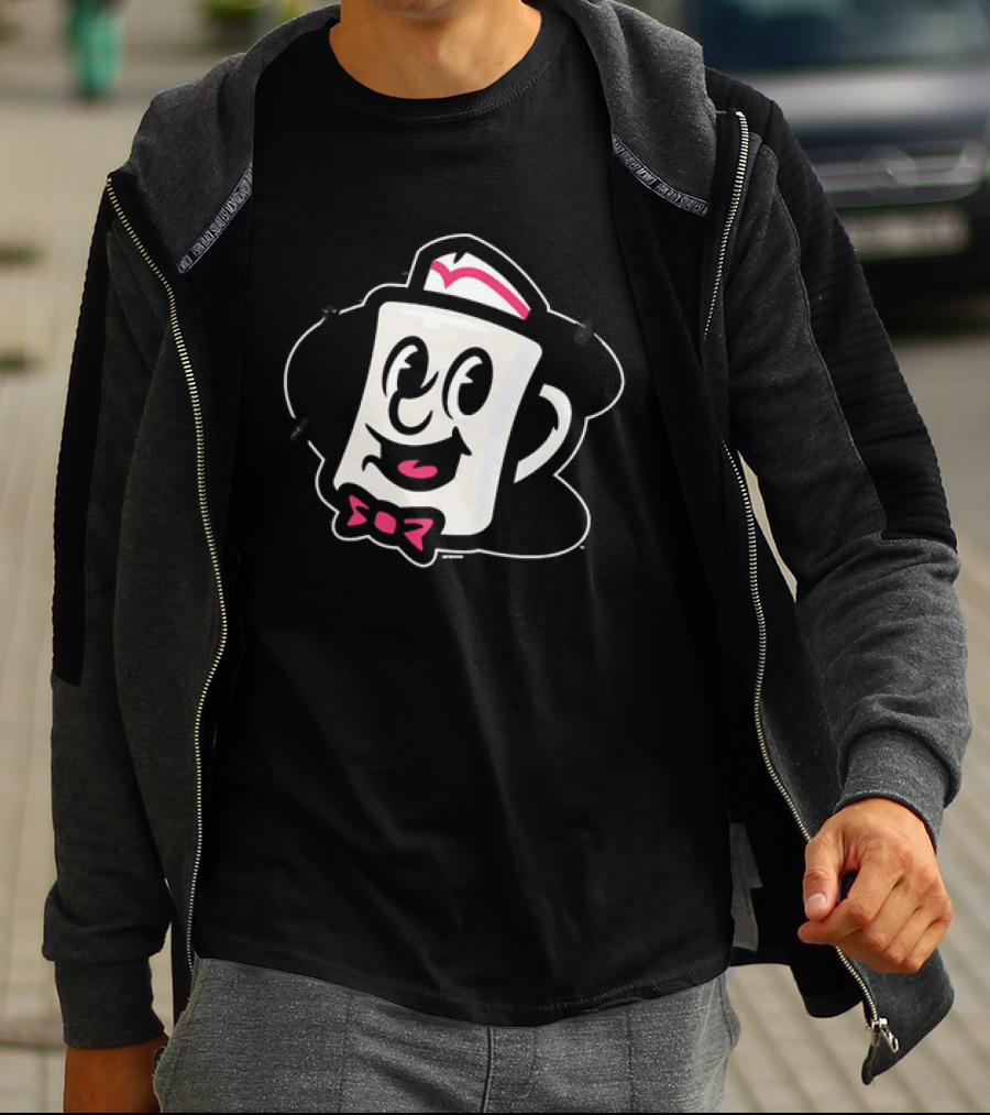 Diner Coffee Cup Cartoon With Smile And Bowtie T-Shirt